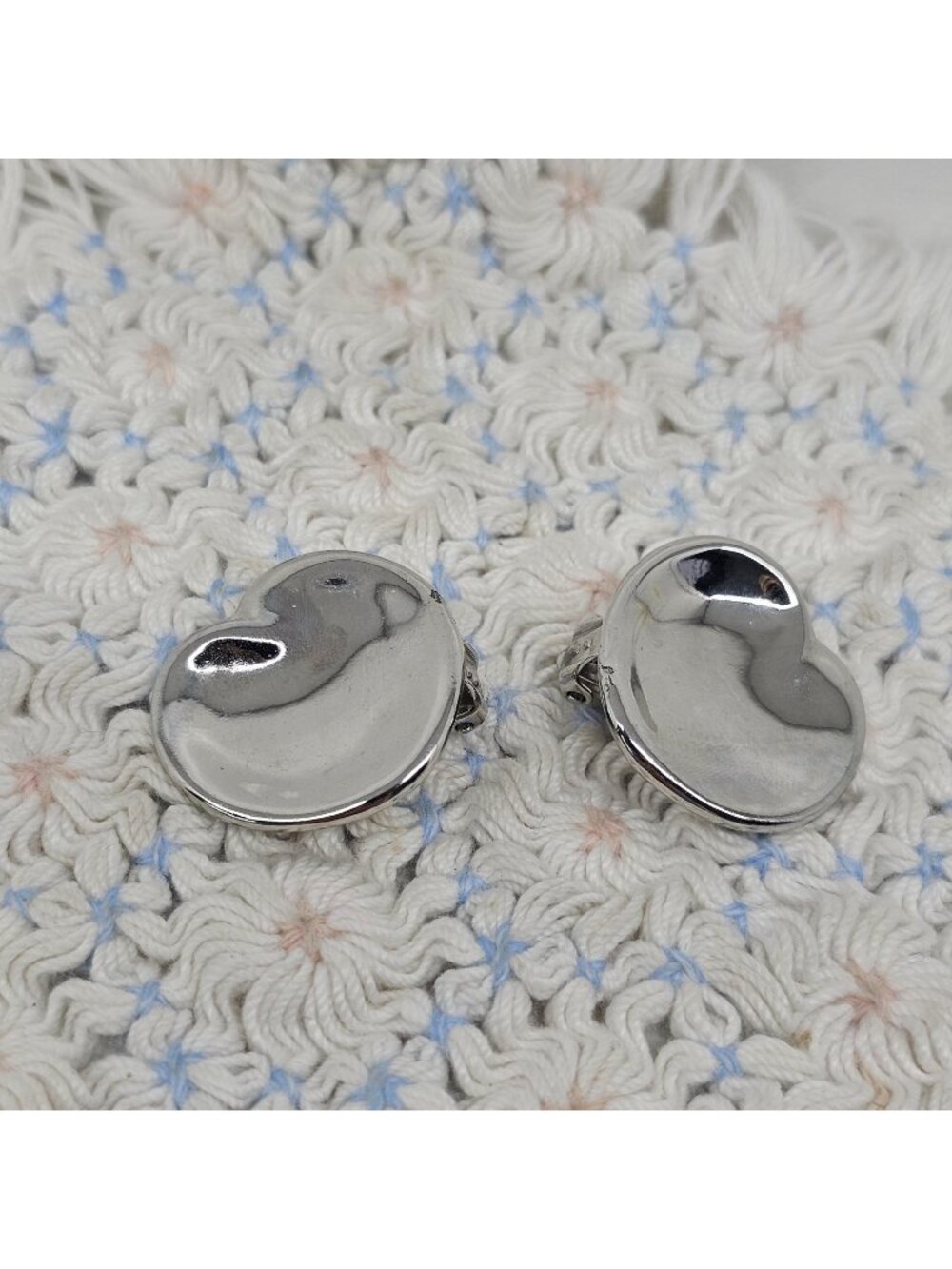 Vintage 1970s Halston Elsa Peretti Organic Heart Clip-On Earrings Signed Stamped